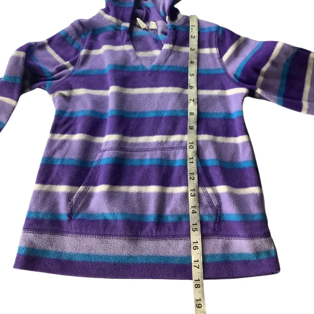 The Children's Place Girls Stripe Fleece Hoodie Pullover Purple Blue Size M 7 8